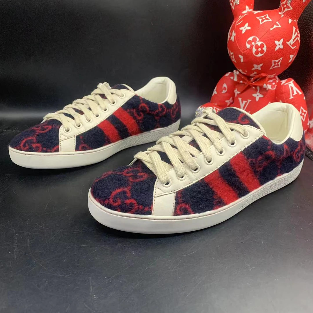 【聚星福利】古驰/GUCCI/95新男士休闲舒适红黑毛绒板鞋40欧码