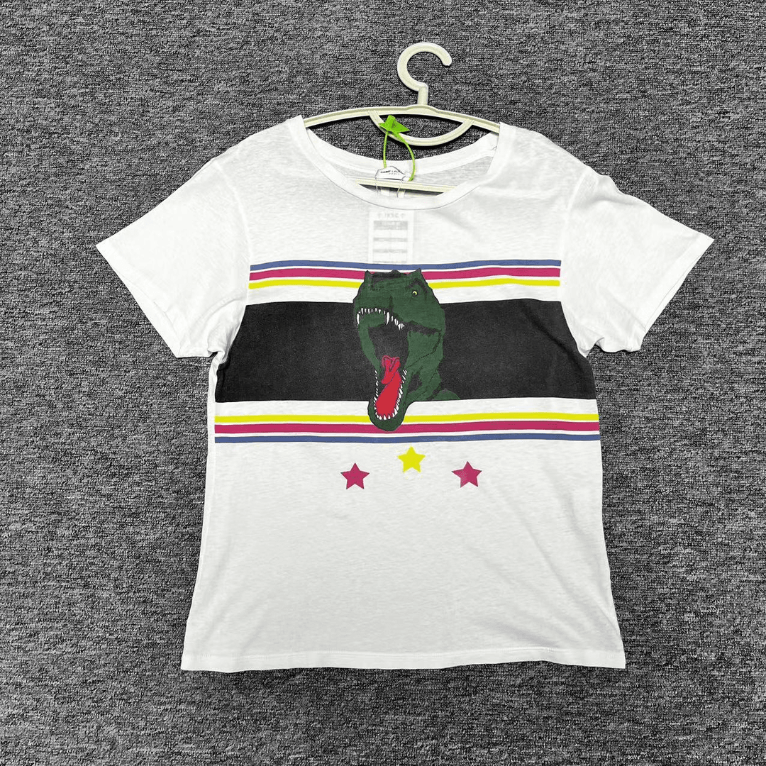 【聚星甄选】YSL/圣罗兰白色时尚夏季印花拼色休闲短袖xs码 jxsc151
