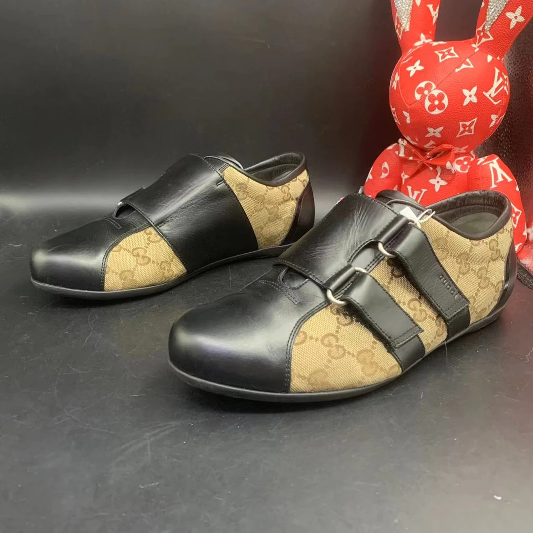 【聚星福利】古驰/Gucci95新休闲时尚百搭黑棕魔术贴板鞋