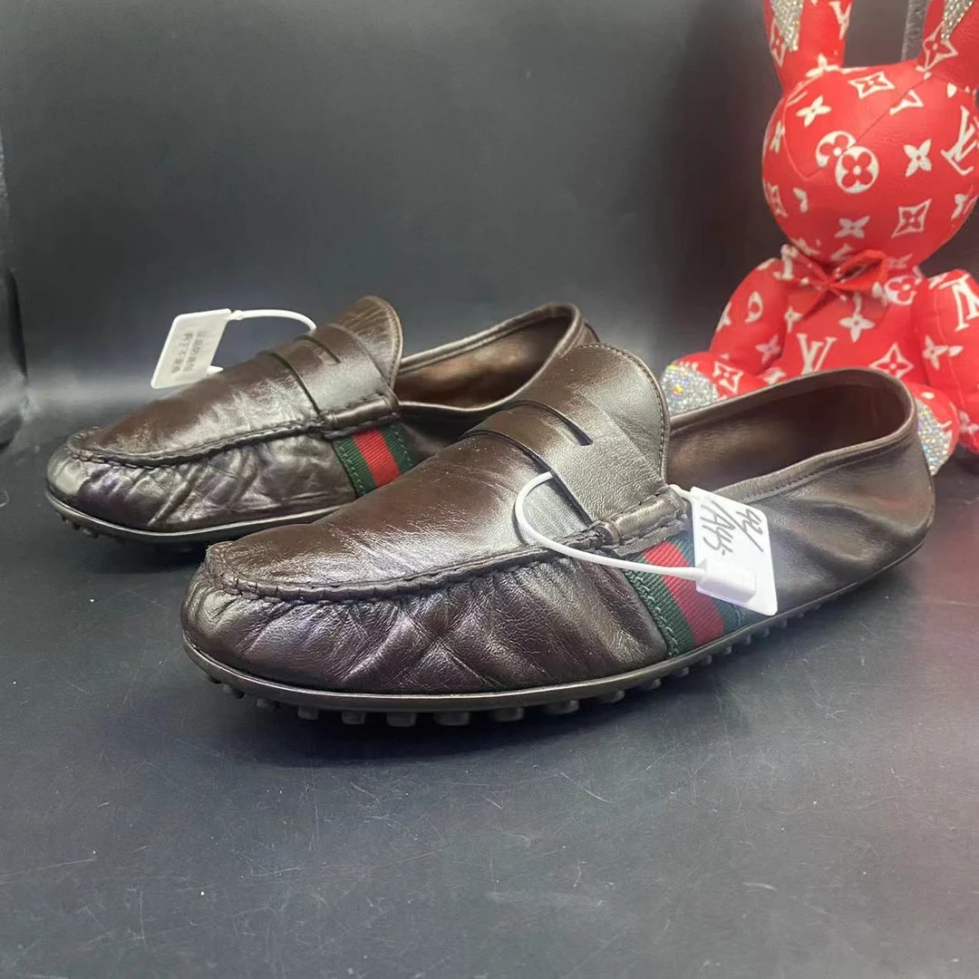 【聚星福利】古驰/Gucci95新男休闲时尚褐色豆豆鞋42欧码