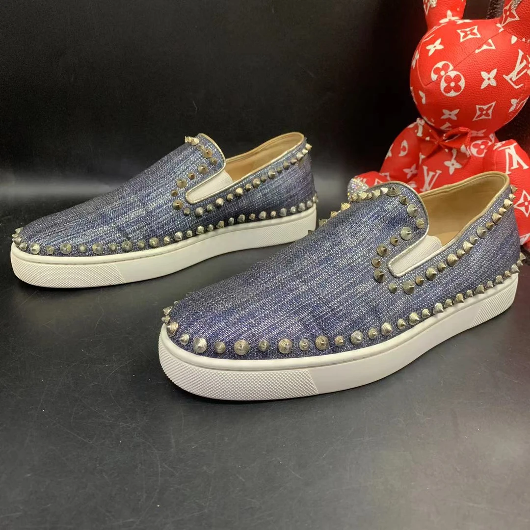 【聚星福利】Christian Louboutin/路铂廷蓝色一脚蹬板鞋39.5欧码