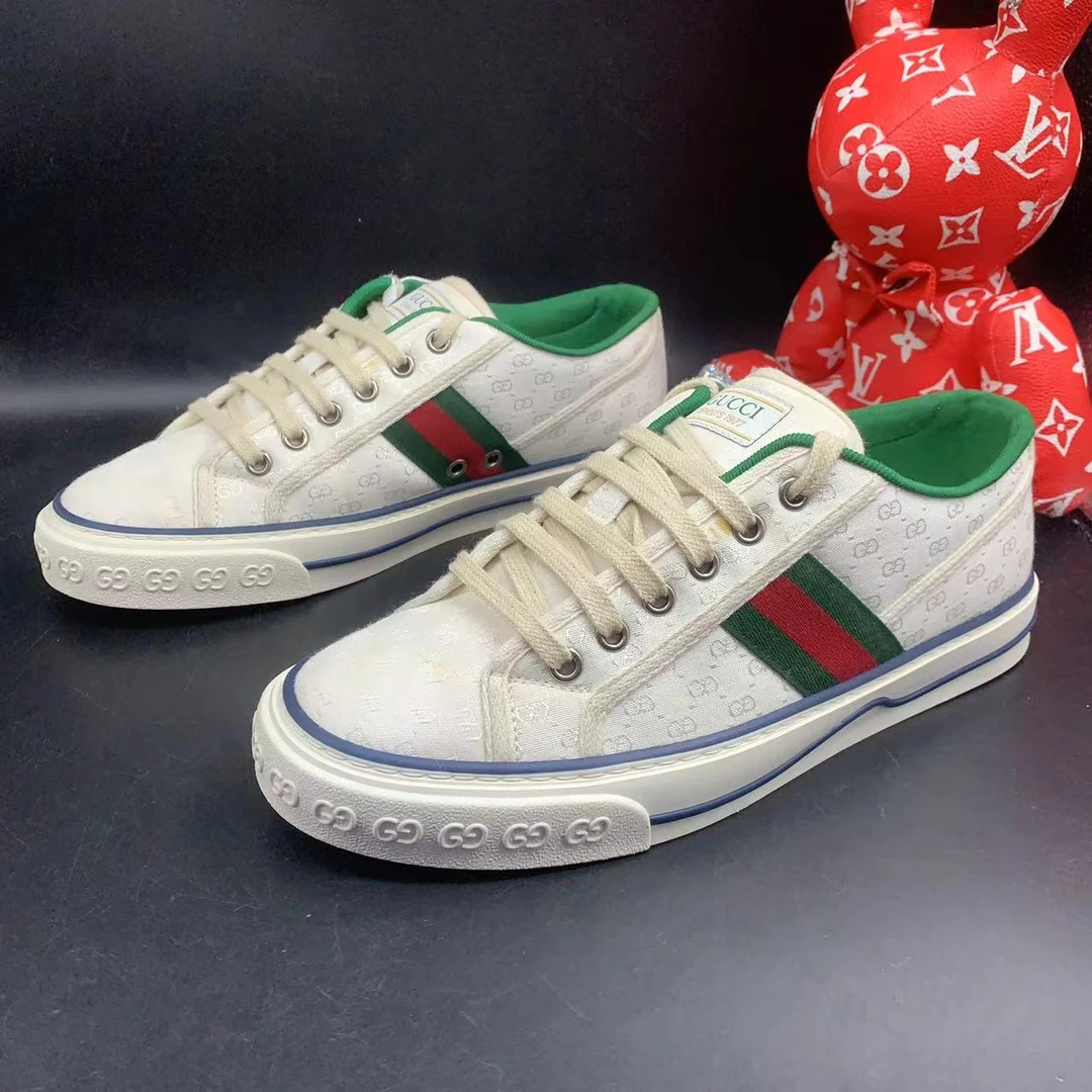 【聚星折扣】GUCCI/古驰95新男休闲舒适白色男士帆布1977板鞋百搭