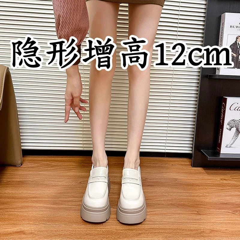 宴会鞋子女款小上班族小白高跟鞋轻奢英伦风小英伦风小厚底小皮鞋