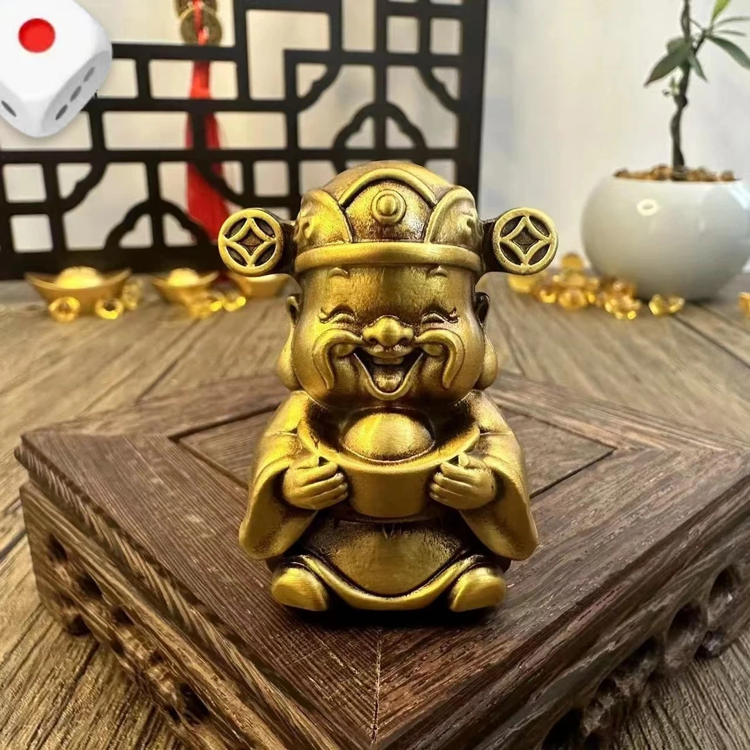 迷你小财神黄铜摆件