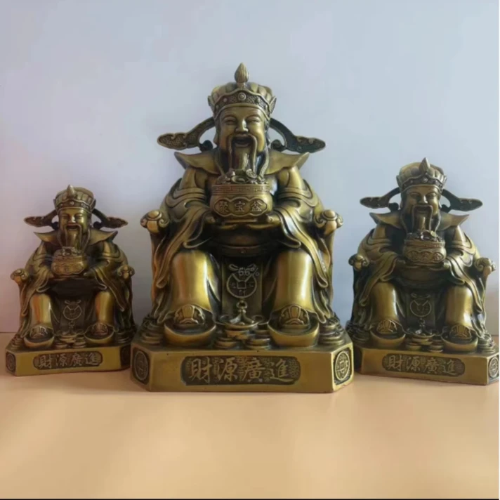 黄铜如意财神家居摆件