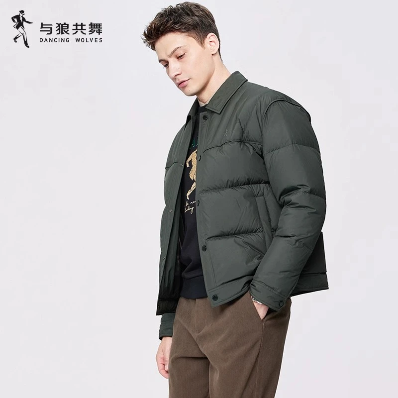 【科技锁温】与狼共舞翻领羽绒服2025冬季新款厚实保暖鸭绒外套男士
