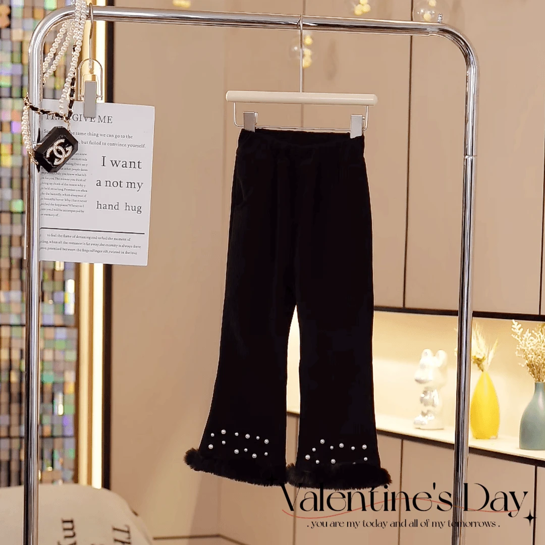 现货-女童加绒裤子2025新款洋气喇叭裤