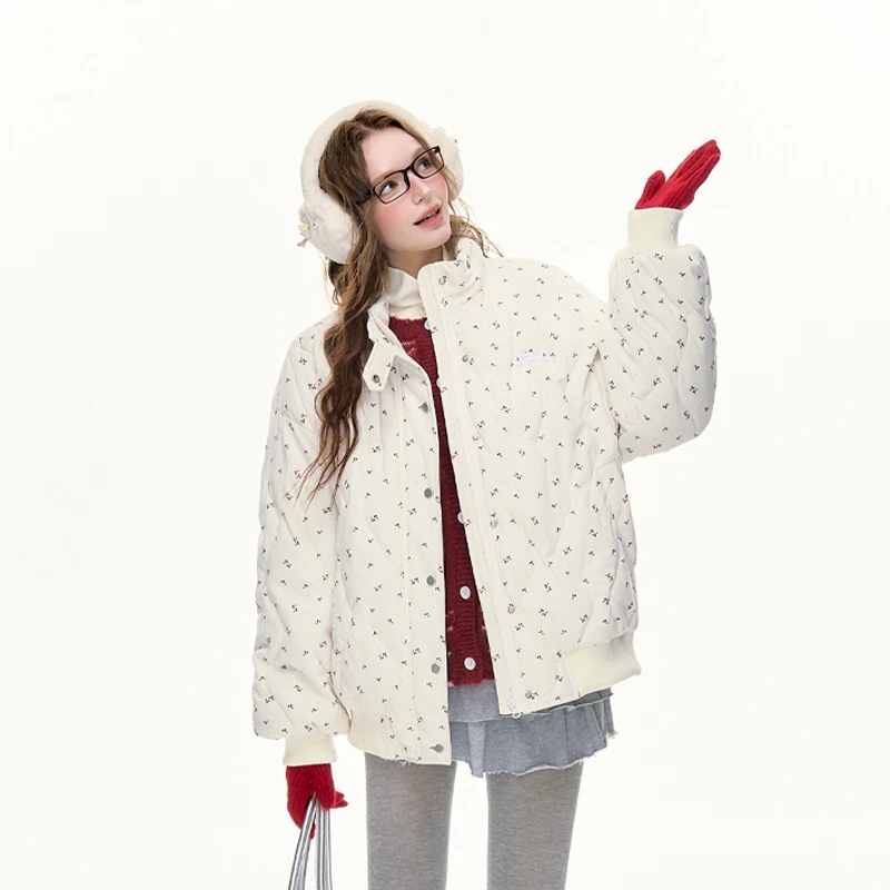 SPEAR YOUTH“俘获冬日”灯芯绒樱桃棉服葫芦压格碎花上衣棉衣冬