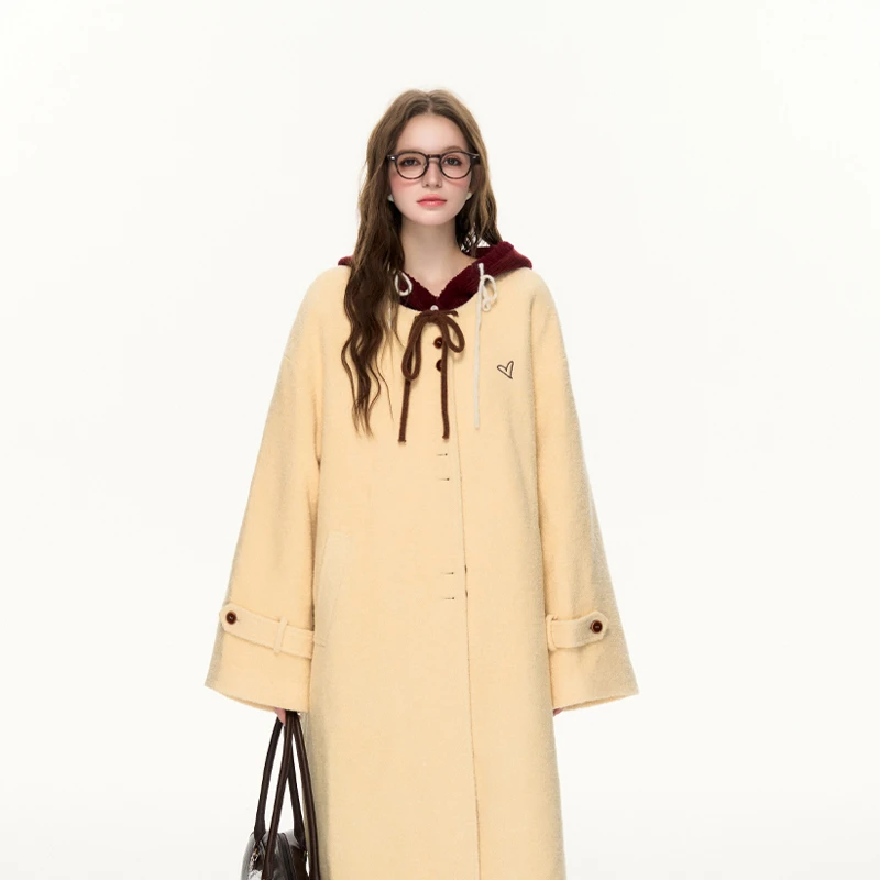 SPEAR YOUTH“温暖给你系”圈圈长款毛呢外套高级感大衣外套时尚