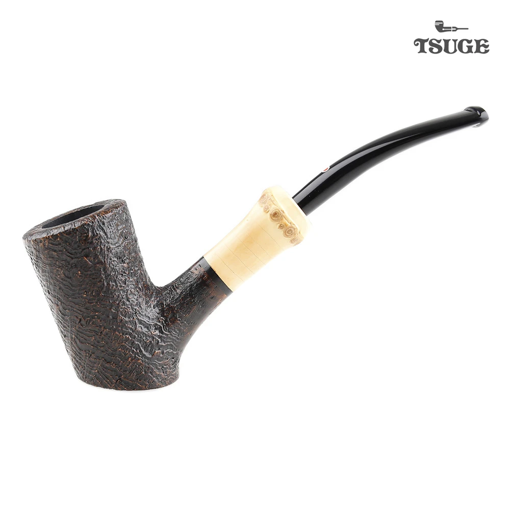 日本柘植Tsuge石楠木烟斗喷砂直式进口手工烟斗烟具男士专用竹根