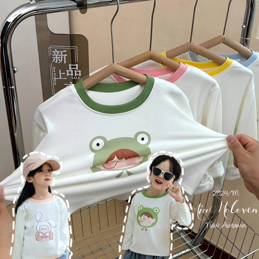 儿童长袖T恤男女童秋装打底衫卡通韩版宝宝童装冬季内搭衬衣