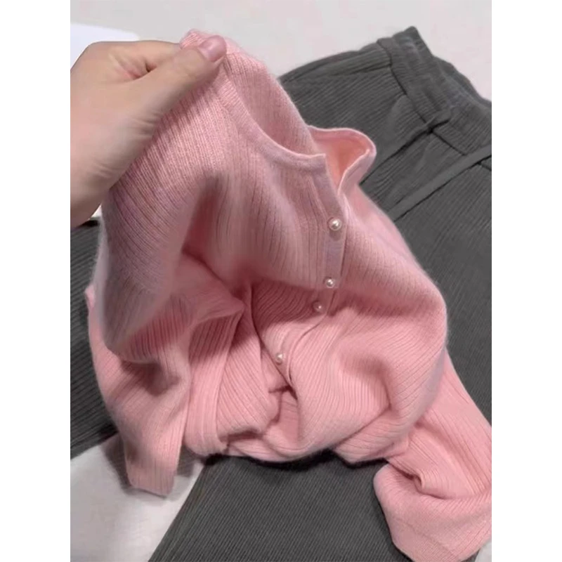 早春时尚休闲宽松百搭纯色薄款毛衣针织衫外穿女士开衫外套-9921