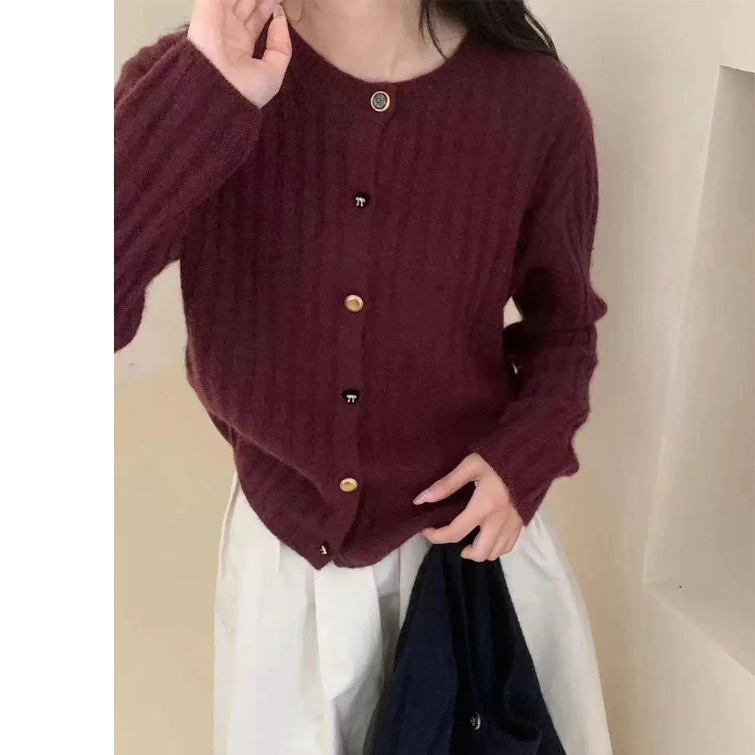 【黑桃皇后】秋季时尚休闲宽松长袖针织开衫秋冬女士毛衣外套9493