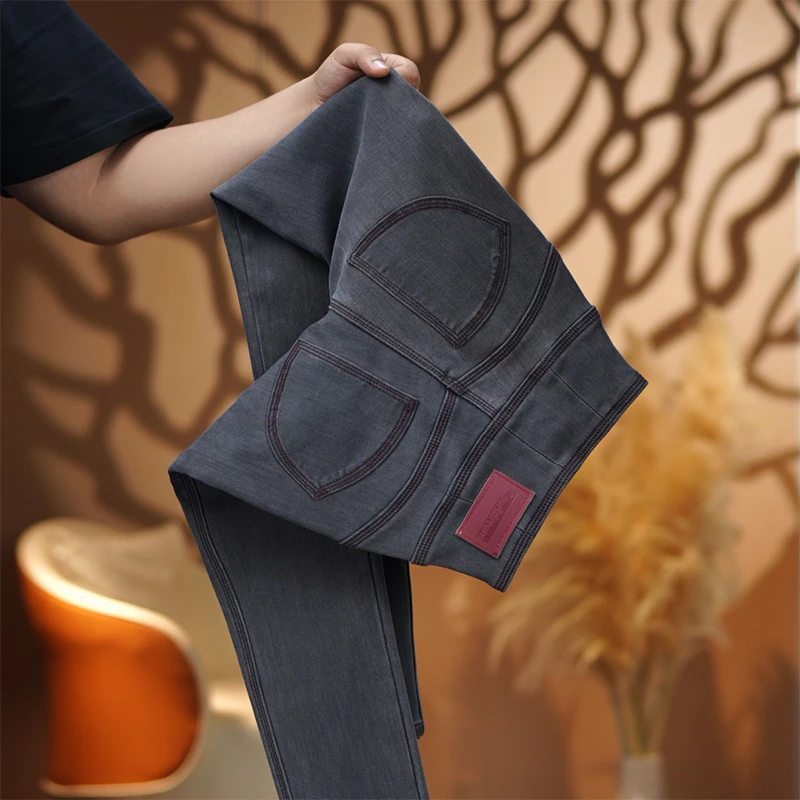 蜜桃臀牛仔裤春夏竹纤维高弹打底裤高腰提臀极简紧身小脚裤