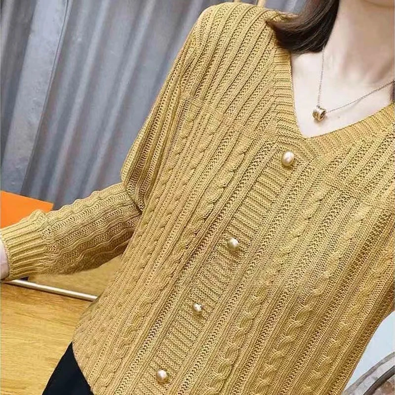 072秋冬装新款V领长袖时尚洋气毛衣