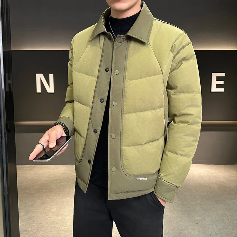 男士短款轻薄羽绒服冬季修身潮流韩版翻领上衣