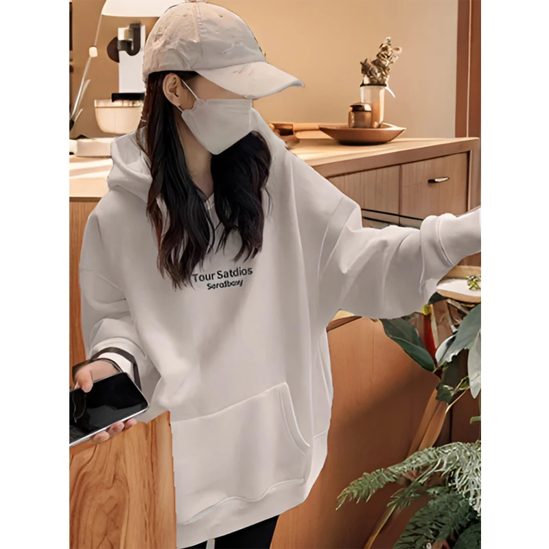 美式加绒连帽卫衣女2025年新款秋冬爆款洋气宽松小众设计感百搭潮