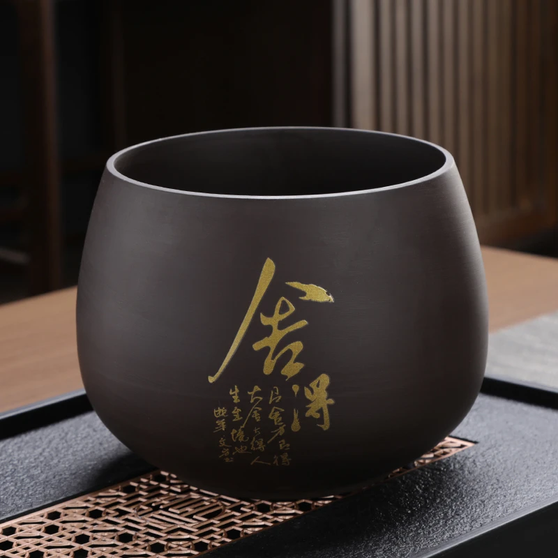 粗陶茶渣缸大号大小号水盂洗茶杯桌面建高档纸篓茶水建水茶具摆件