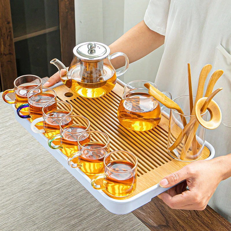 耐热玻璃功夫茶具套装家用简约泡茶器透明茶杯红茶花日式办公日式