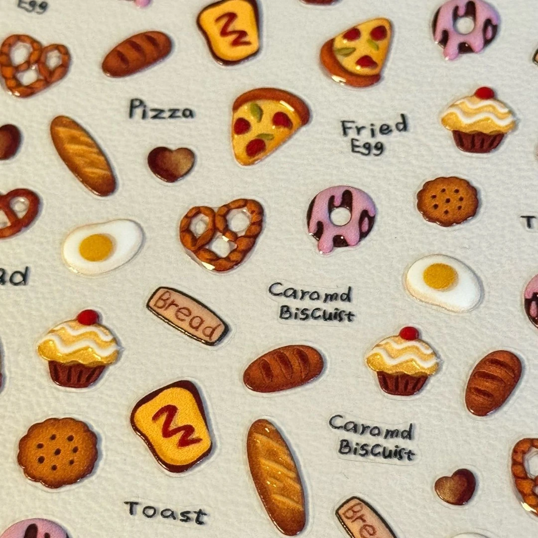 新款ins风甜品美食果冻立体美甲贴纸背胶装饰文具电脑手机ccd装饰