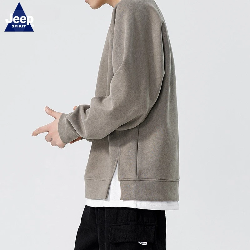 JEEPSPIRIT秋季假两件卫衣男运动宽松重磅美式潮牌2024新款男生
