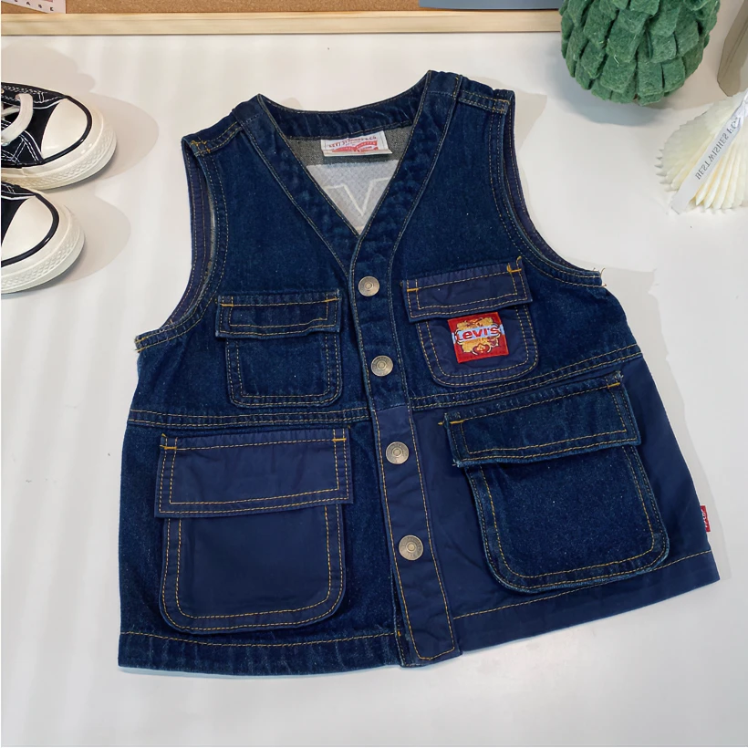 Levi's李维斯春秋女童男童装休闲牛仔马甲LVN-VE-H414