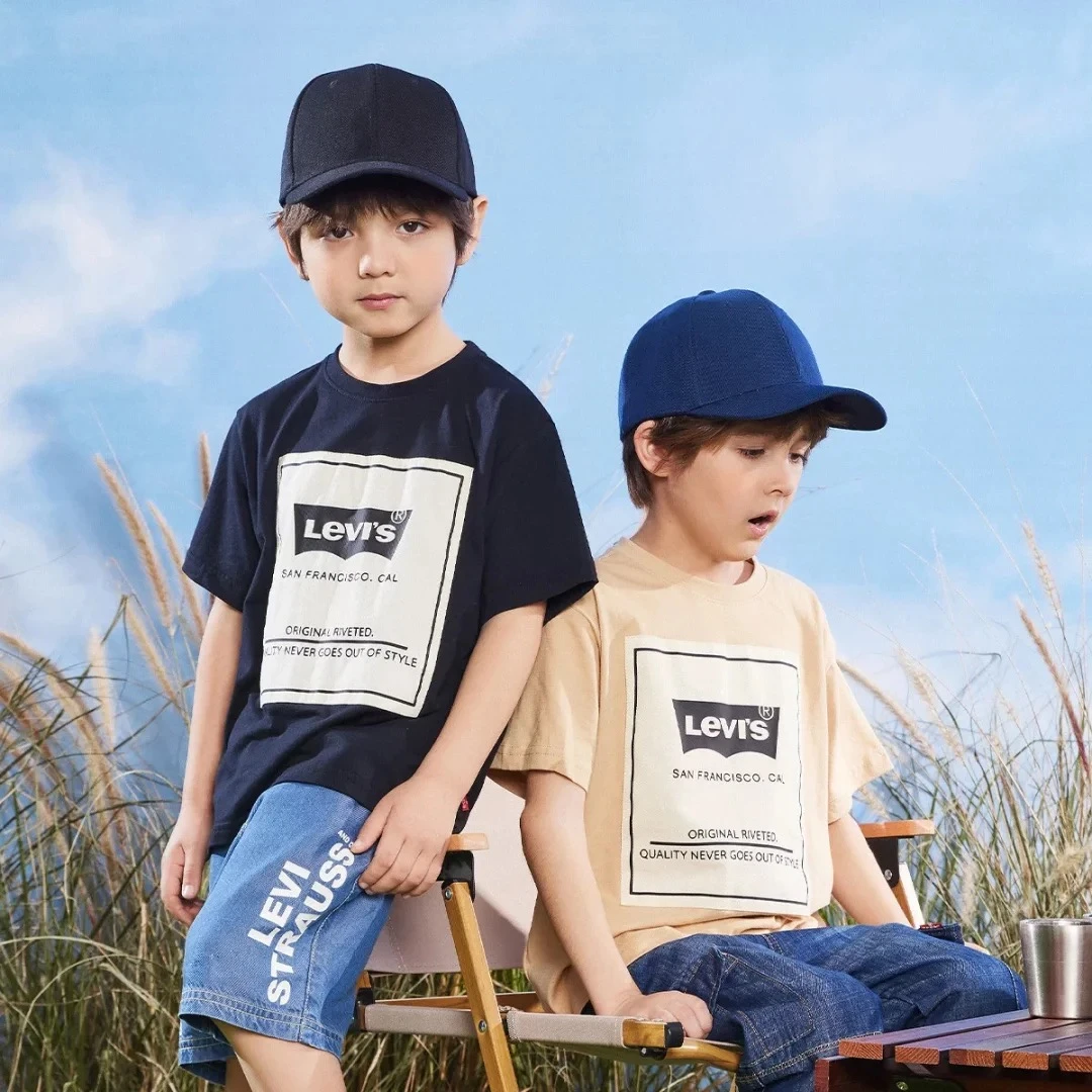 Levi's李维斯儿童男女童装夏季休闲百搭圆领印花短袖T恤D799 E639