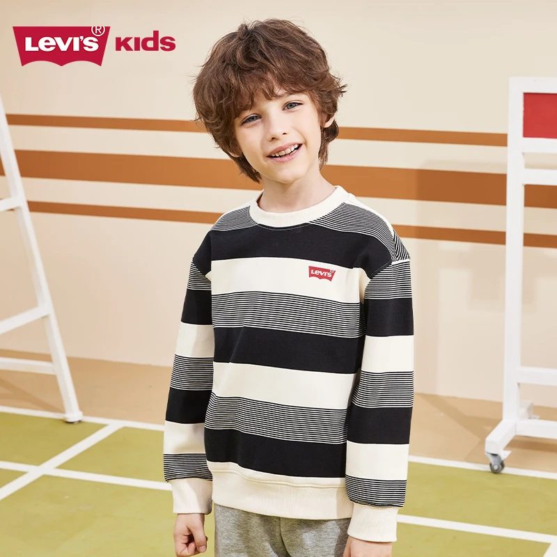 Levi's李维斯童装春秋休闲时尚条纹卫衣男童圆领打底长袖J631