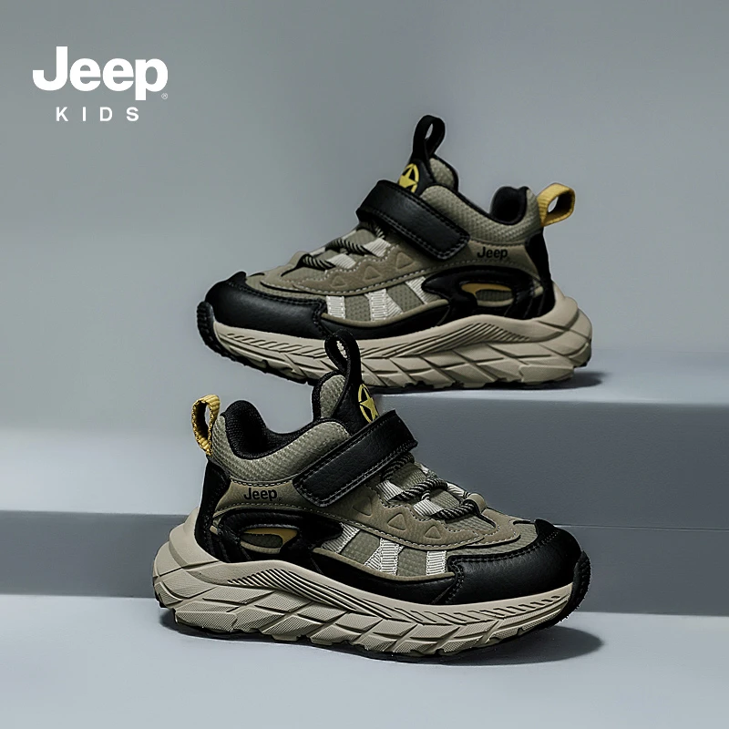 jeep透气男童休闲软底时尚秋冬潮款网面鞋男女百搭中大童老爹鞋