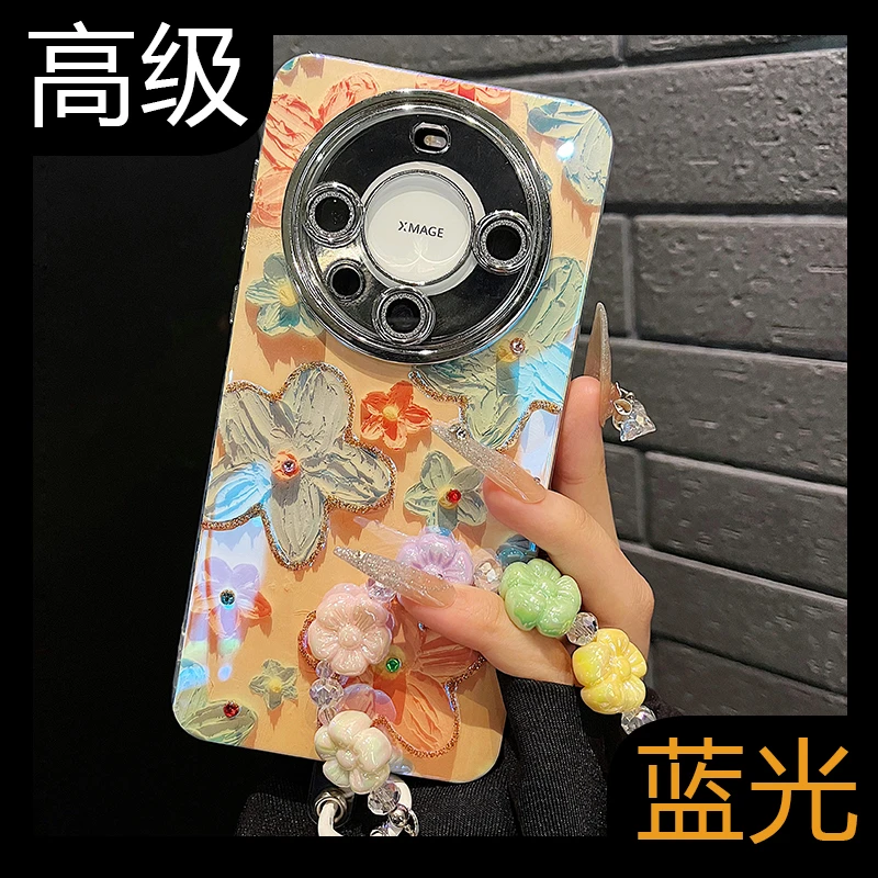 彩色花卉华为mate60pro+手机壳女款Mate60高级感mate50自带镜头膜
