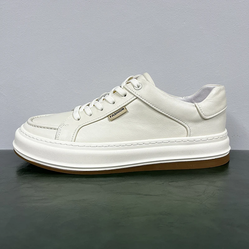 2024春秋新款真皮男鞋韩版ins潮流板鞋男士百搭休闲皮鞋潮透气