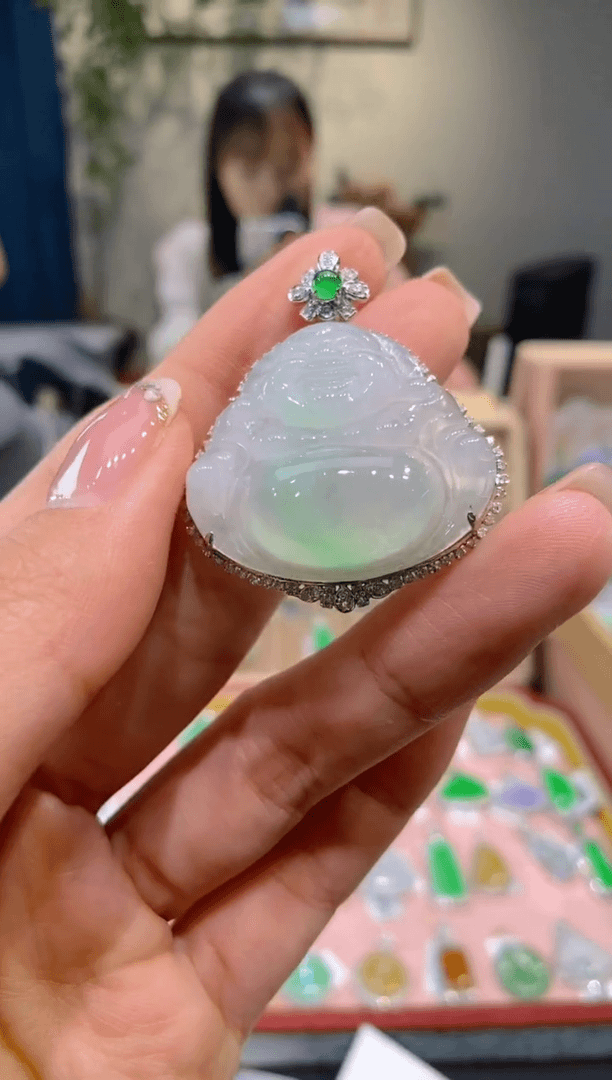 【闪购商品】翡翠颈饰18K金镶嵌佛公