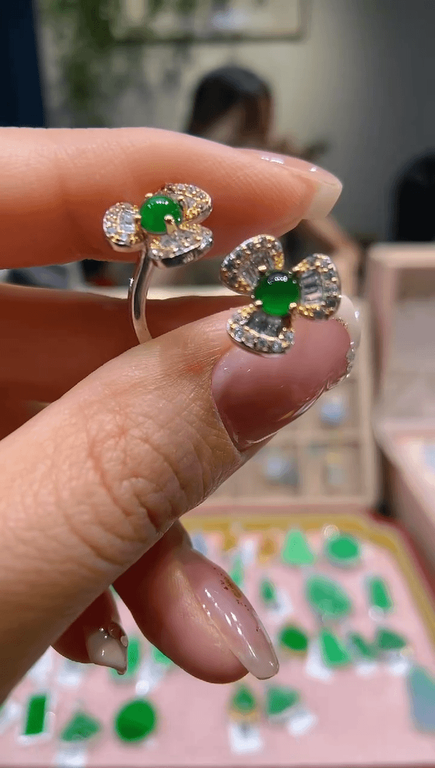 【闪购商品】翡翠吊坠(不含链)银S925镶嵌戒指