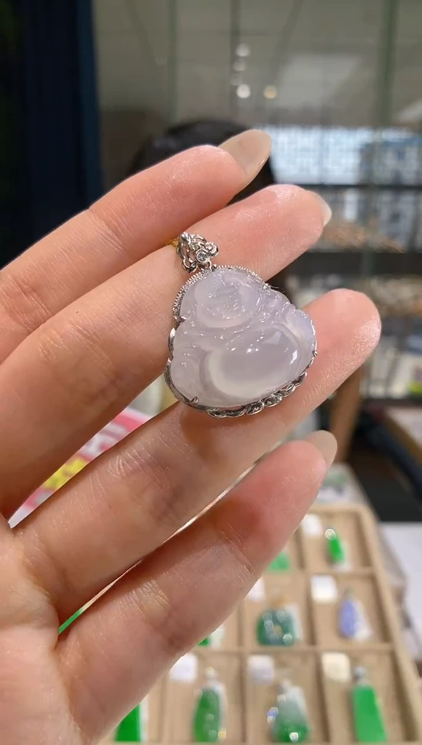【闪购商品】翡翠吊坠(不含链)18K金镶嵌佛公