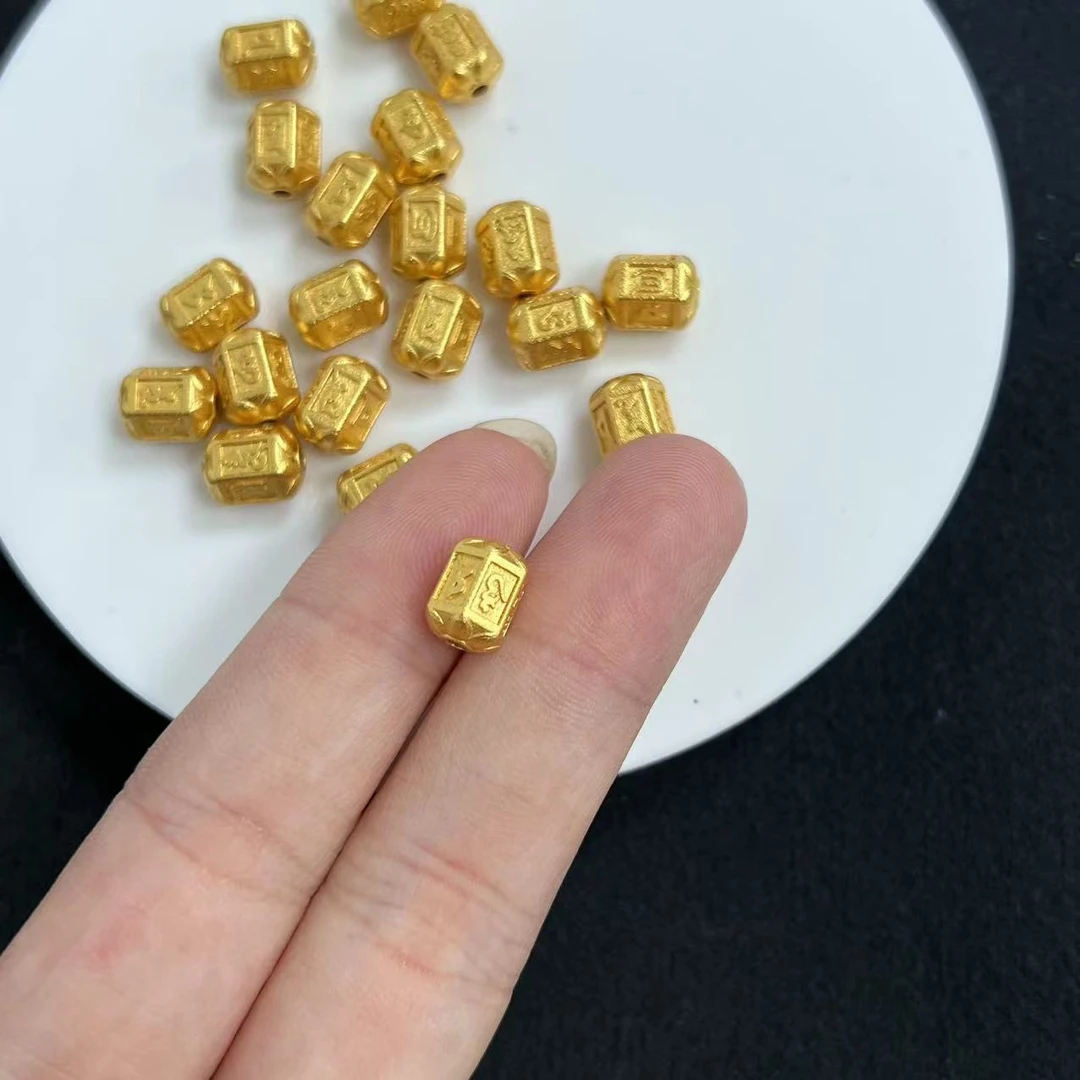 925银银制品 【柳柳珠宝】-SY559 金色六字隔珠 6.5*8.5  发一个