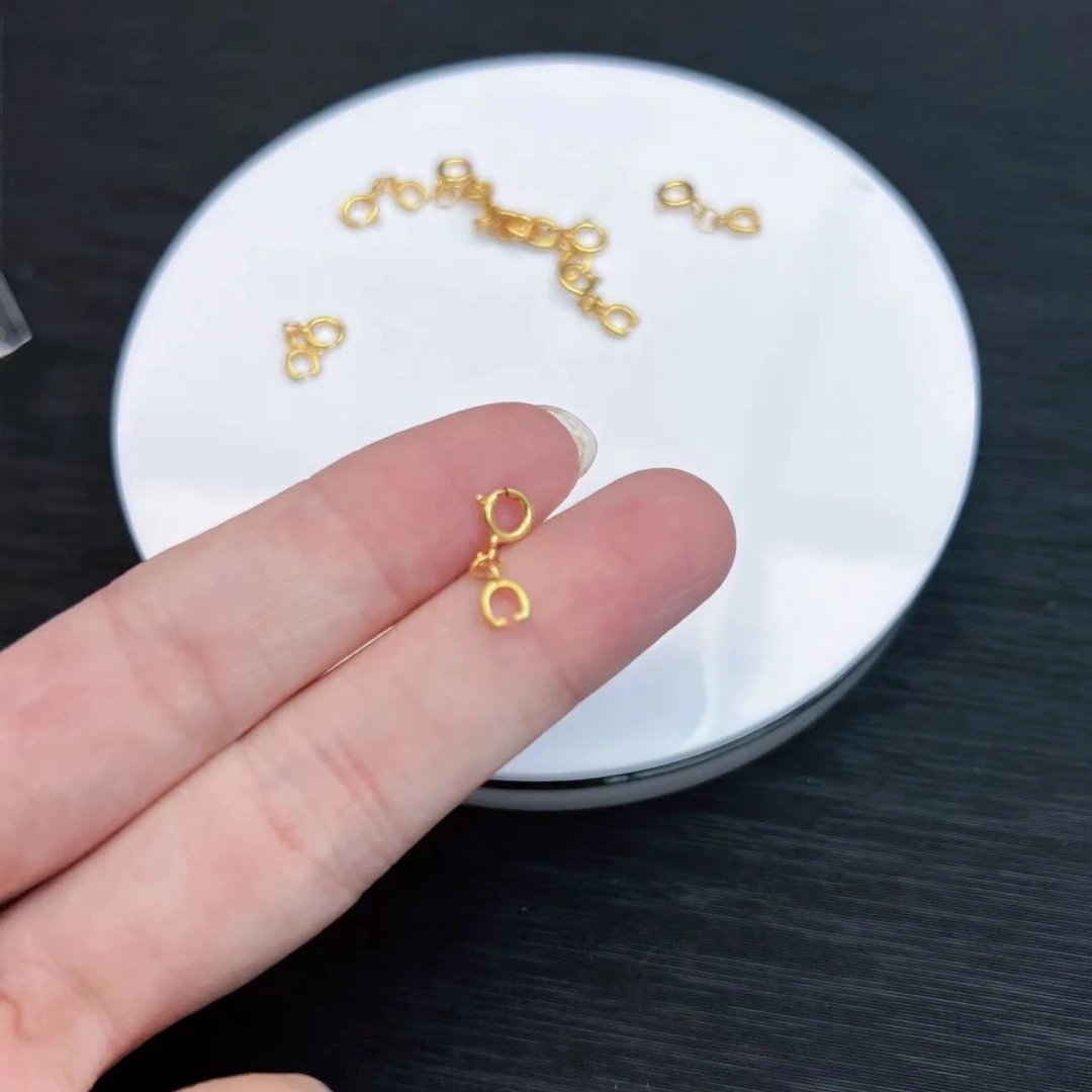 925银银制品 【柳柳珠宝】-SY809  金色银夹扣扣头 14×4mm 发一个