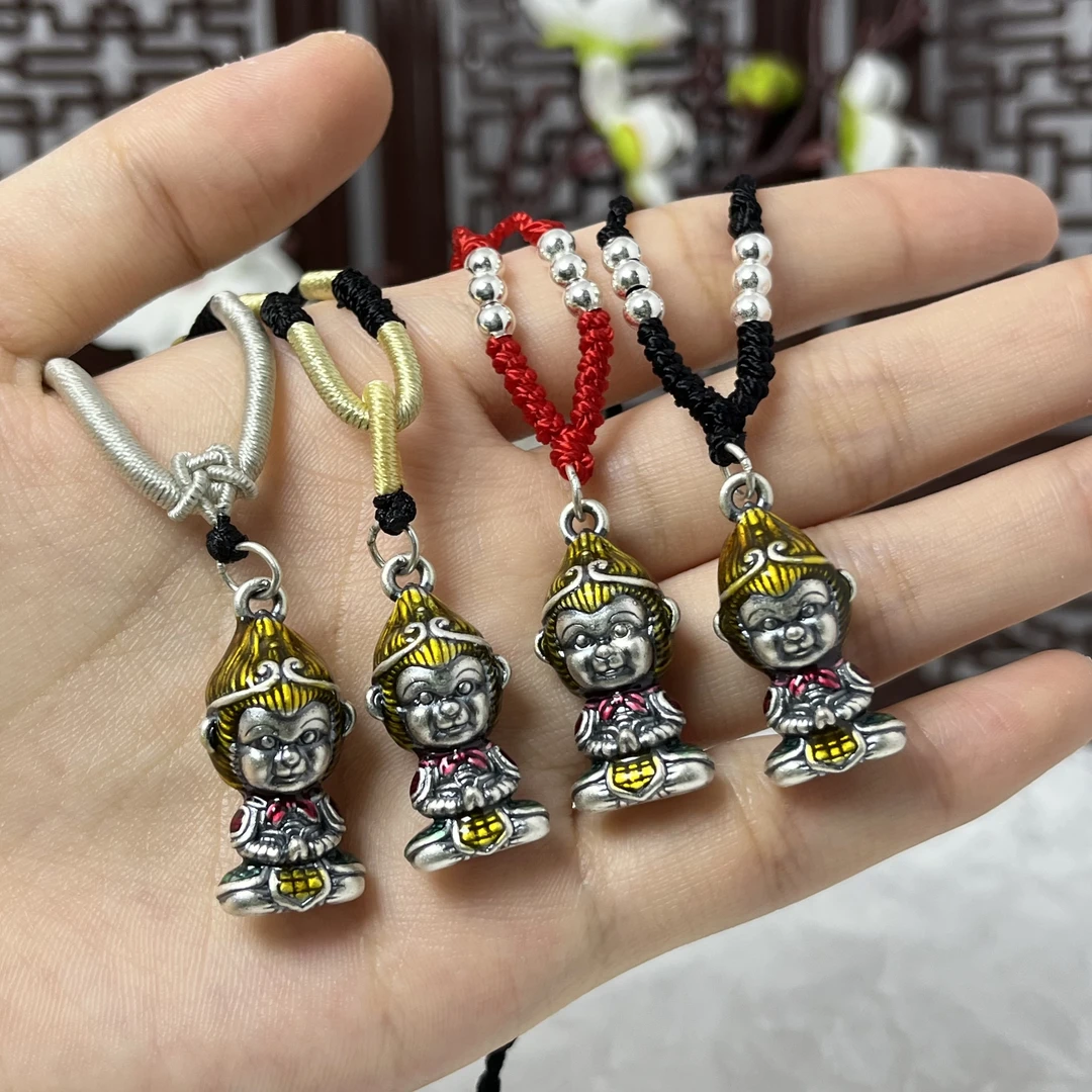 吊坠足银 齐天大圣孙悟空项链男纯银999黑神话吗喽手机书包钥匙挂