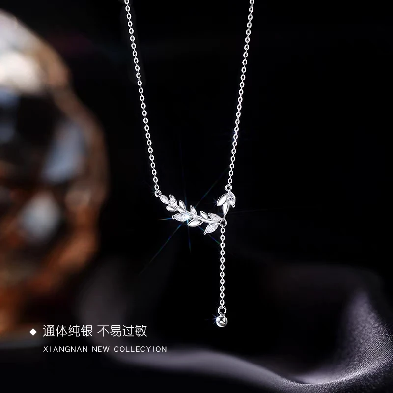 坠链均足银 麦穗吊坠项链纯银999锁骨链小众时尚轻奢高级感挂坠