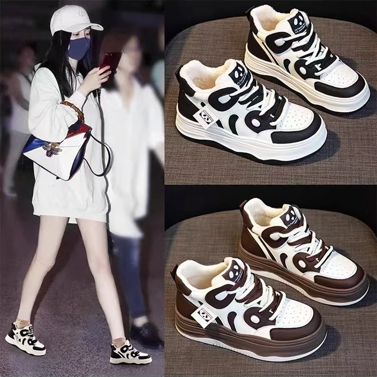 胡高帮熊猫小白保暖韩版百搭厚底防滑运动鞋潮03-279休闲