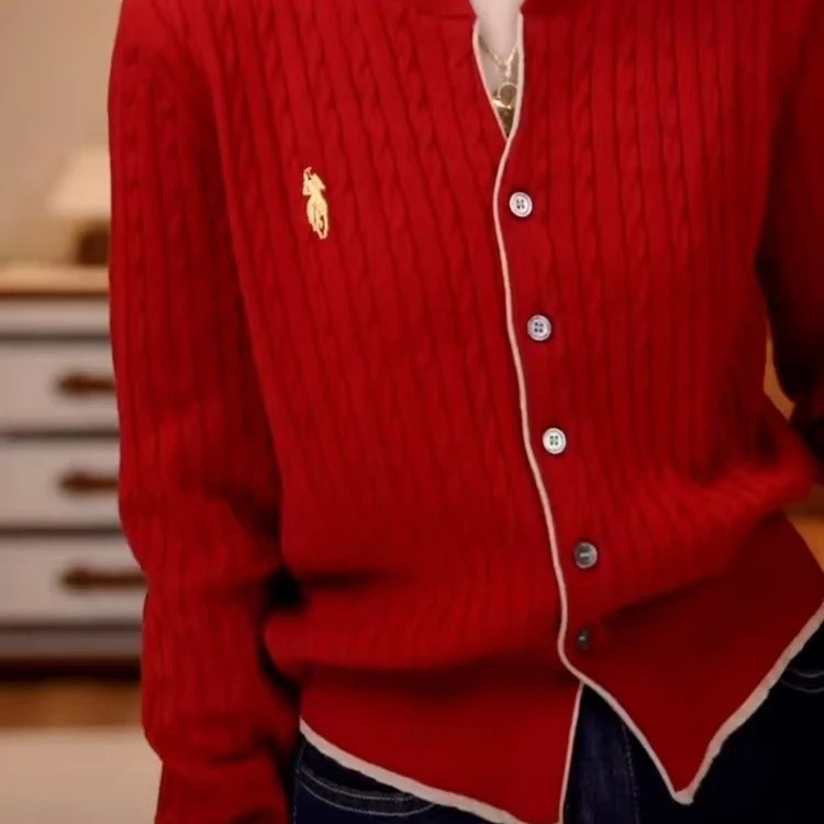 [老板娘严选]2024秋冬新款洋气毛衣开衫外套百搭长袖上衣AB050