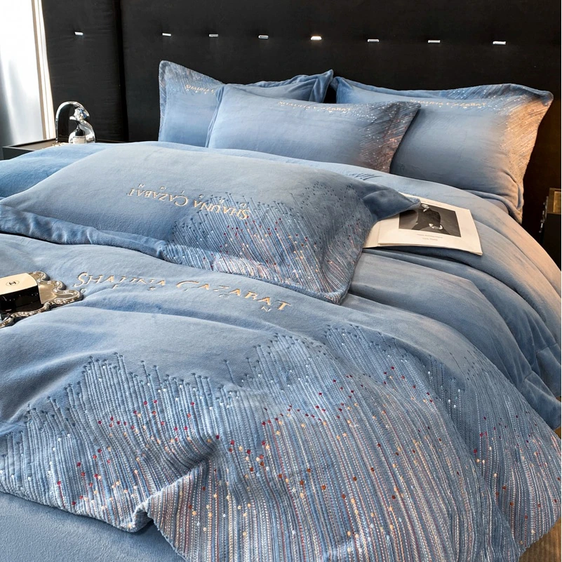 江苏南通家纺冬季轻奢高级感牛奶绒四件套宝宝绒加厚珊瑚绒被套秋