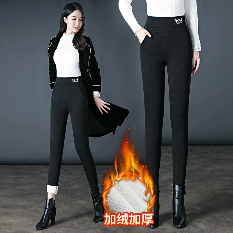 2023秋冬新款羊羔绒打底裤女外穿加绒弹力裤子冬季紧身显瘦保暖裤
