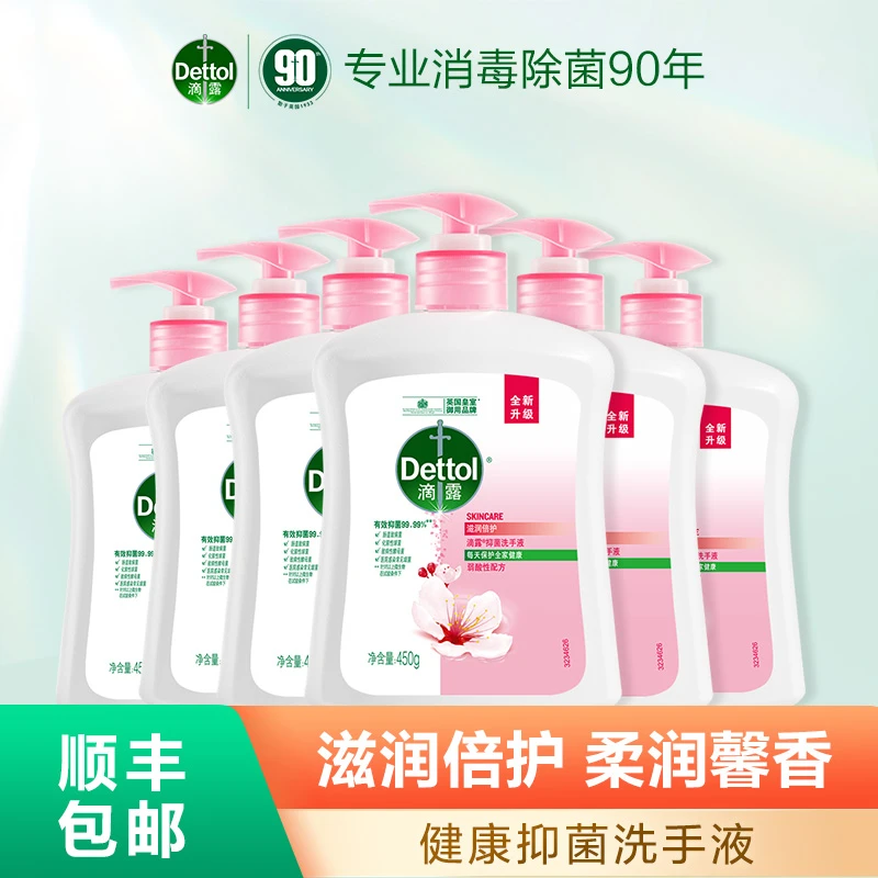【刘老师专属】滴露滋润抑菌洗手液450g*6瓶❀花香清洁温和家庭装