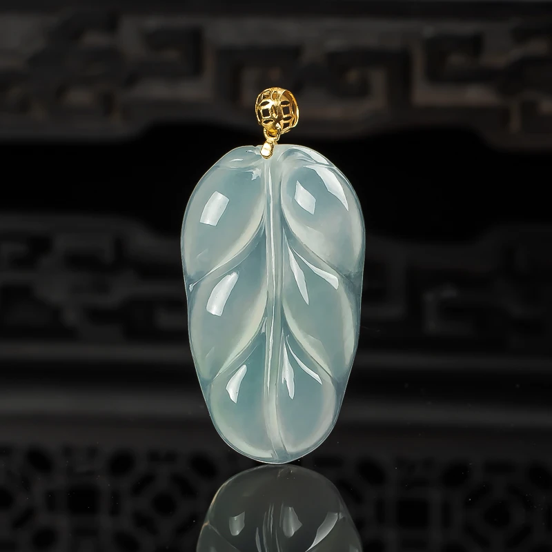 缅甸翡翠A货18k金扣头冰胶金枝玉叶锁骨吊坠多样性发一25mm