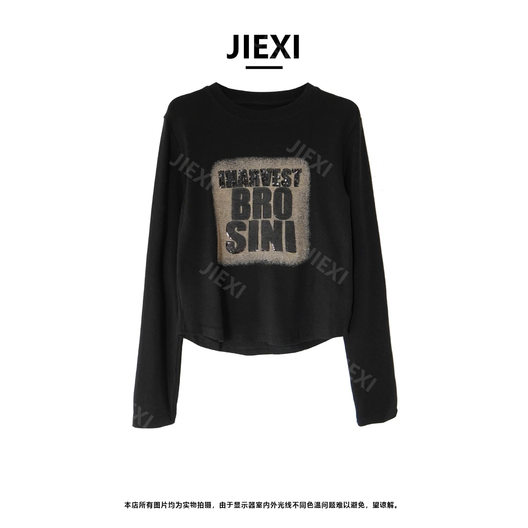 杰曦JIEXI春秋冬季纯色打底衫内搭设计感小众修身长袖T恤jx9699