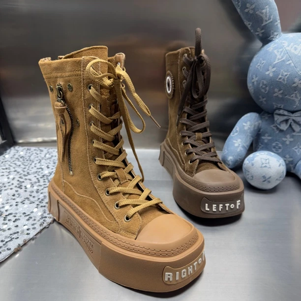 秋季高帮休闲舒适底后拉链个性女马丁靴