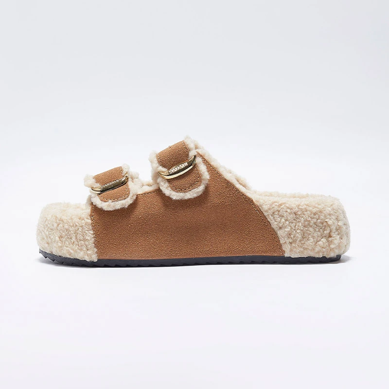 【chenmeione钱钱】复古美拉德扣带厚底毛毛勃肯鞋