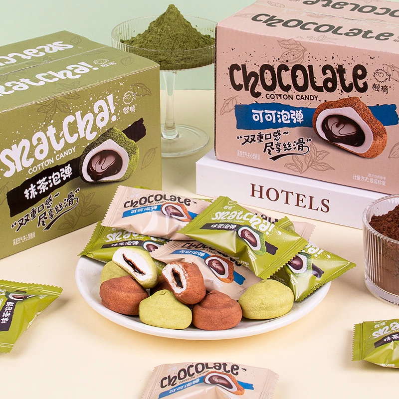 年货高颜值抹茶可可巧克力夹心棉花糖软糖喜糖解馋休闲小零食