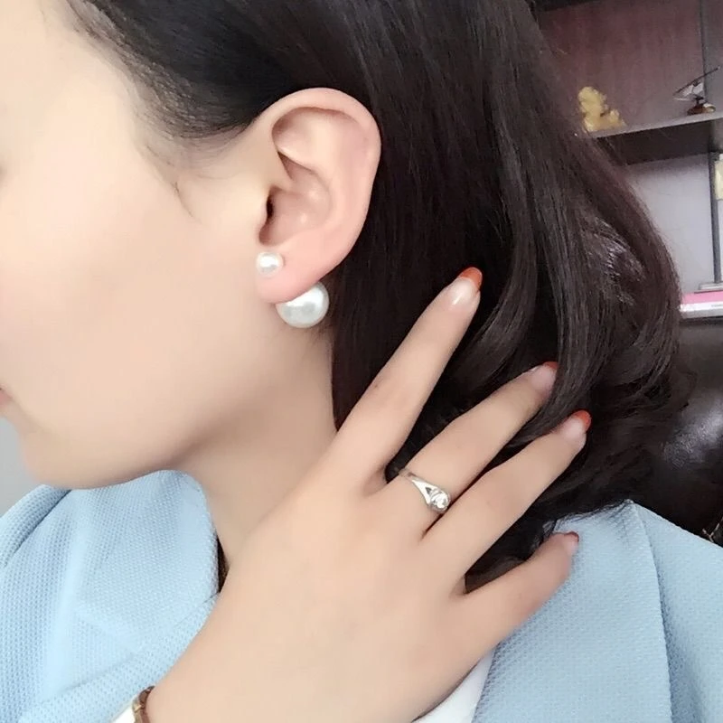 足银耳饰 双面珠银耳钉一款三戴气质轻奢百搭简约个性经典复古ins