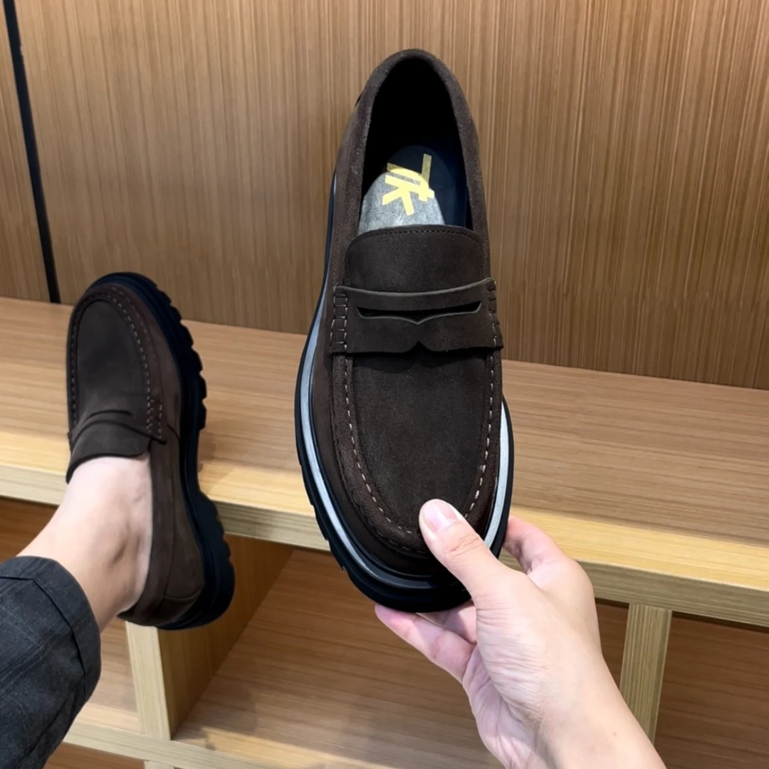 时尚商务休闲男鞋舒适透气豆豆鞋轻奢反绒皮鞋